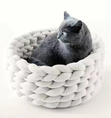 Cat House Cushion Soft Long Plush Warm Pet Mat Cute Kennel Cat Sleeping Basket Bed Round Fluffy Comfortable Touch Pet Products - 𝓢𝓱𝓸𝓹𝓵𝓮𝓬𝔂