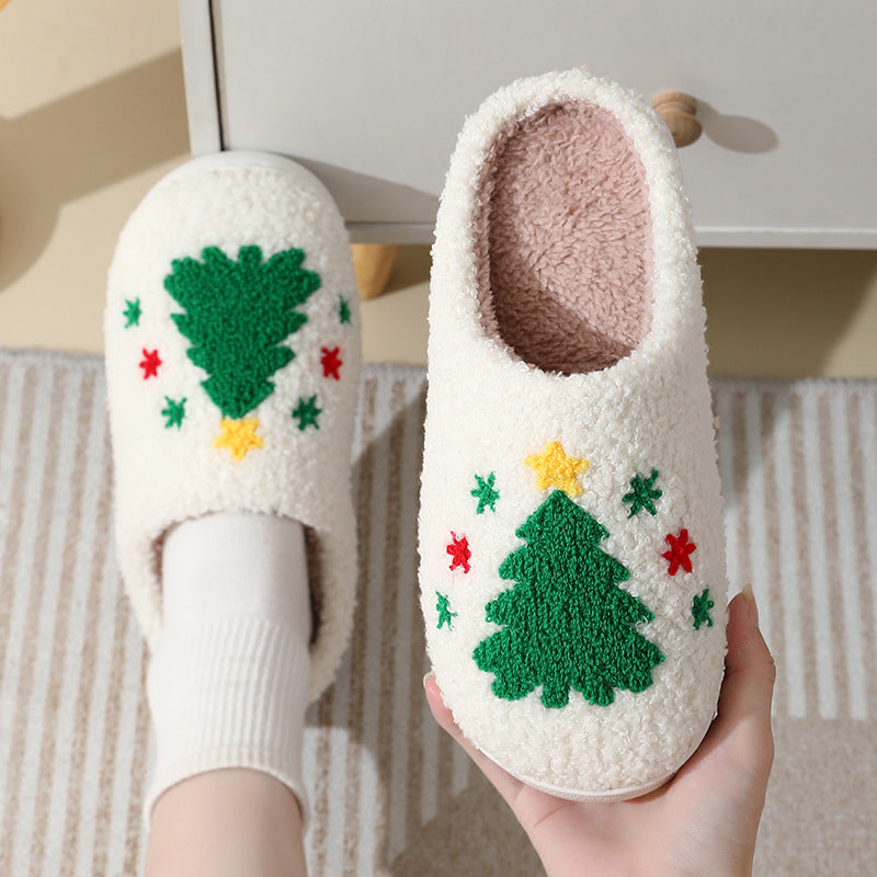 Christmas Home Slippers Cute Cartoon Santa Claus Cotton Slippers For Women And Men Couples Winter Warm Furry Shoes - 𝓢𝓱𝓸𝓹𝓵𝓮𝓬𝔂
