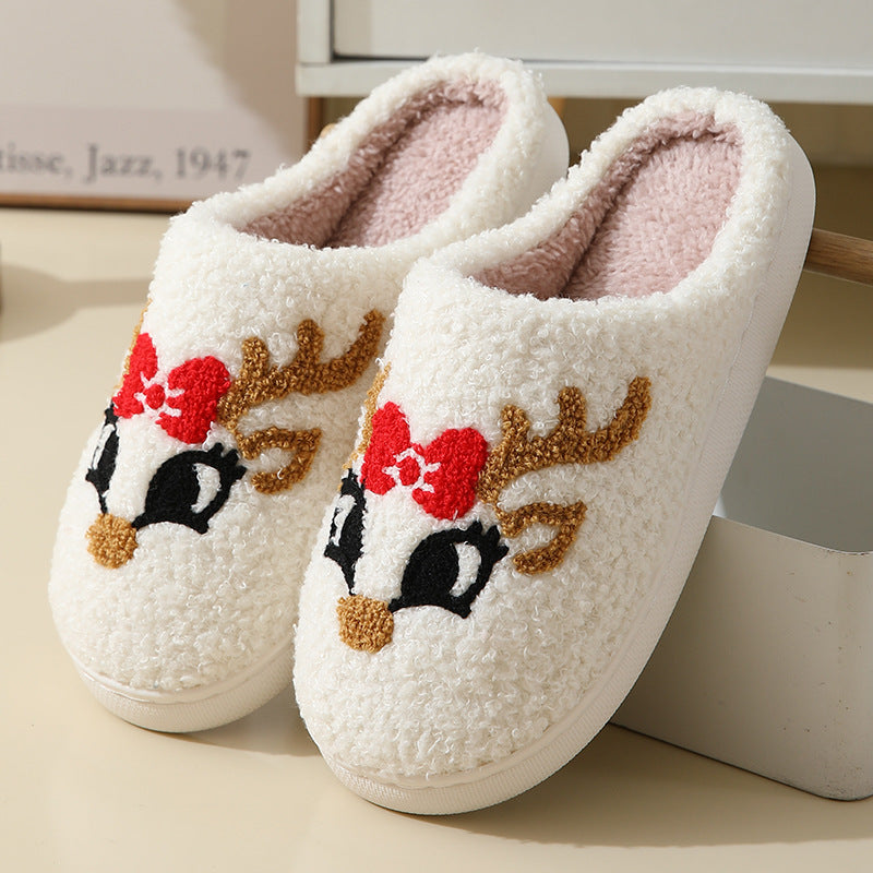Christmas Home Slippers Cute Cartoon Santa Claus Cotton Slippers For Women And Men Couples Winter Warm Furry Shoes - 𝓢𝓱𝓸𝓹𝓵𝓮𝓬𝔂