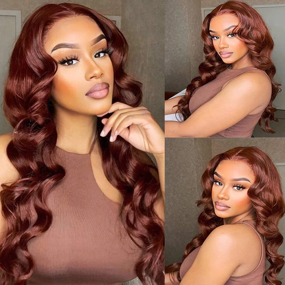 Front Lace Wig Red Long Curly Hair Big Wave - 𝓢𝓱𝓸𝓹𝓵𝓮𝓬𝔂