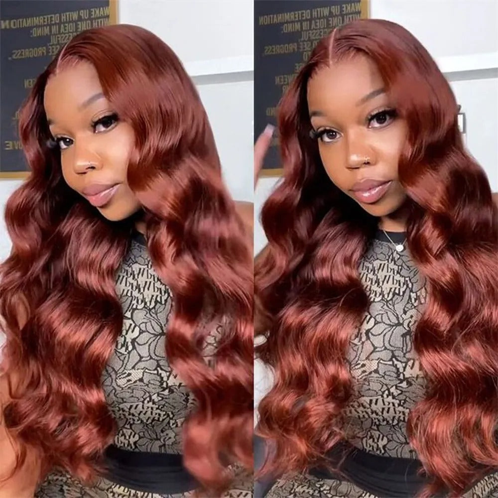 Front Lace Wig Red Long Curly Hair Big Wave - 𝓢𝓱𝓸𝓹𝓵𝓮𝓬𝔂