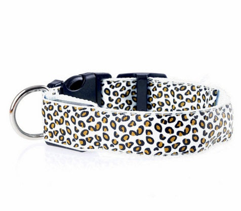 LED Dog Collar Safety Adjustable Nylon Leopard Pet Collar - 𝓢𝓱𝓸𝓹𝓵𝓮𝓬𝔂