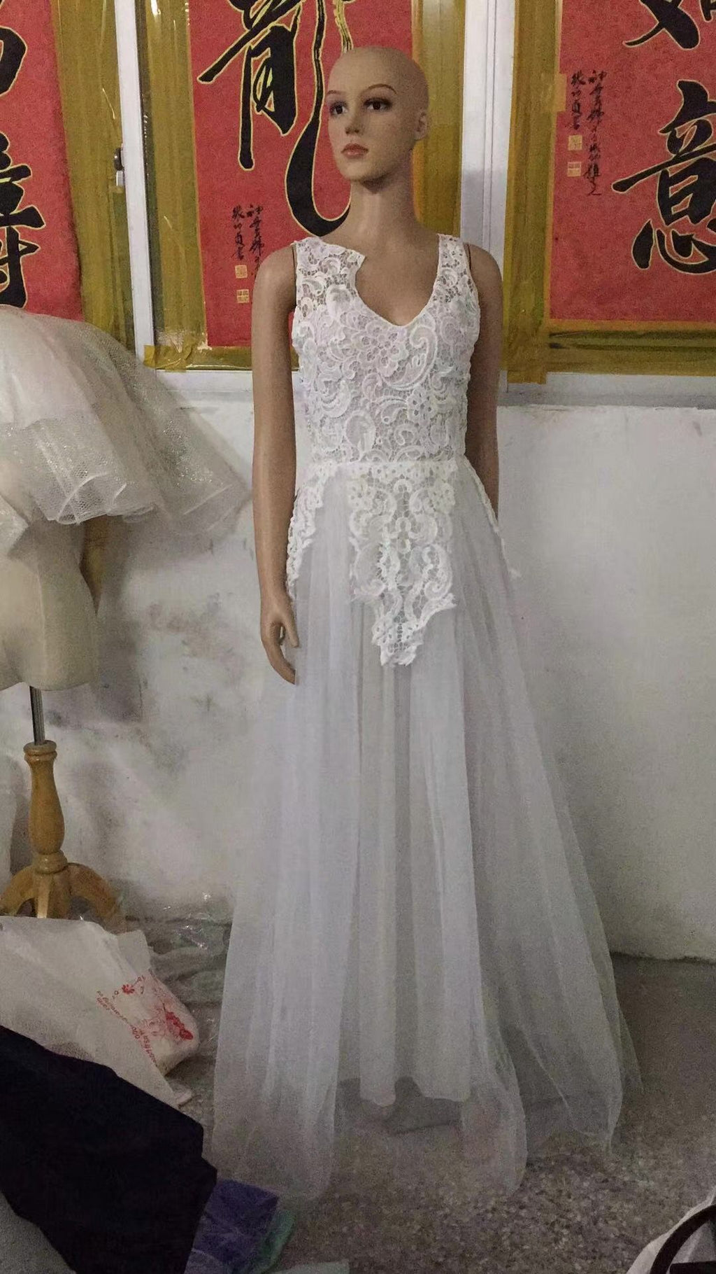 Women Wedding Dress Sleevless Flowers Lace Dress - 𝓢𝓱𝓸𝓹𝓵𝓮𝓬𝔂