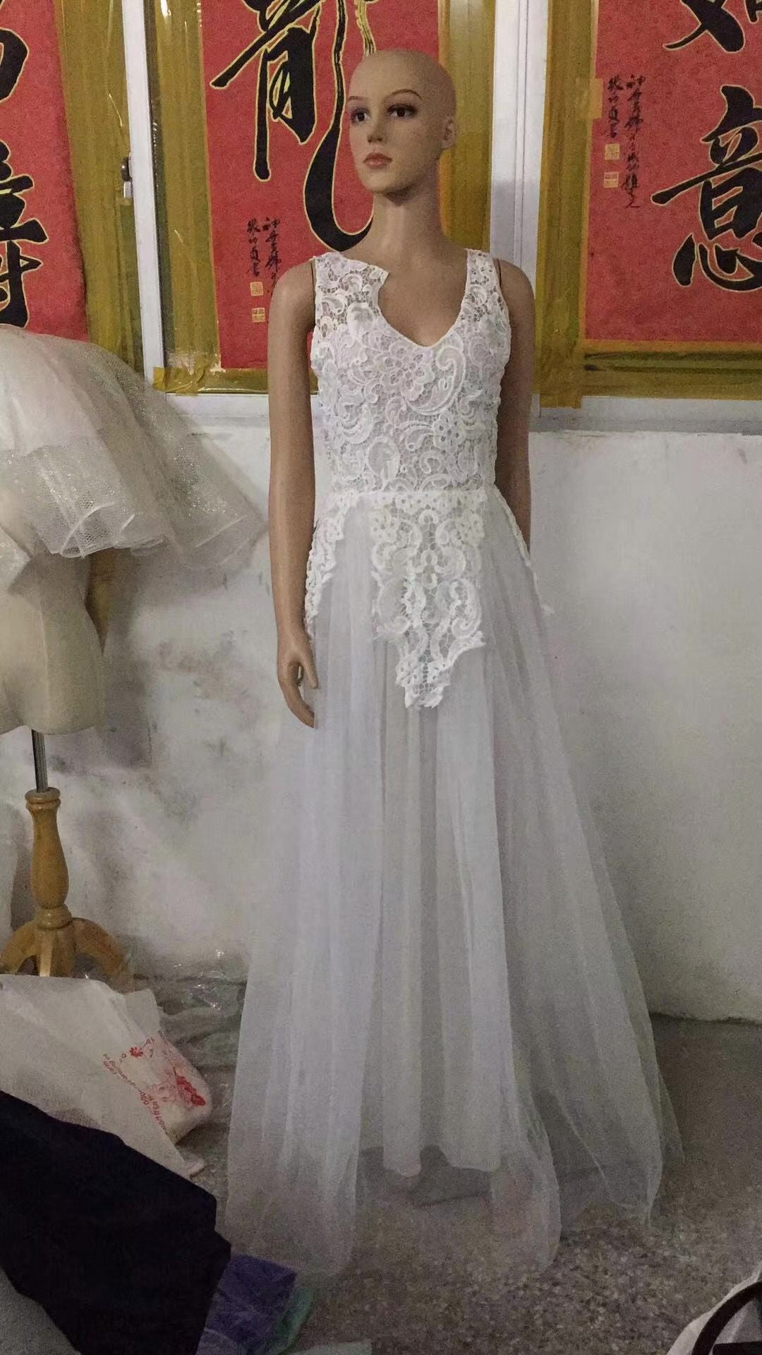 Women Wedding Dress Sleevless Flowers Lace Dress - 𝓢𝓱𝓸𝓹𝓵𝓮𝓬𝔂