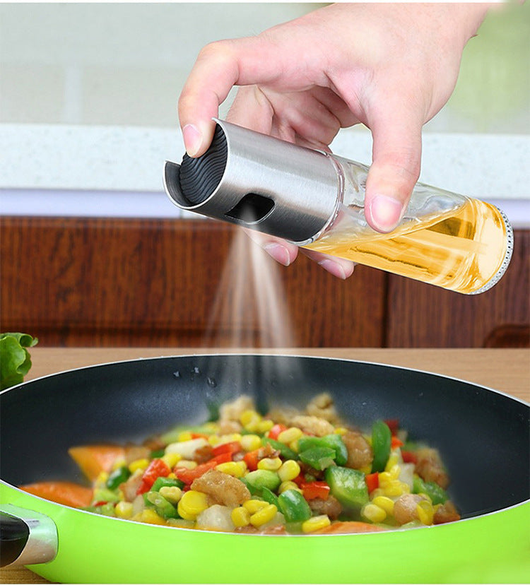 BBQ Healthy Kitchen Cooking Oil Vinegar Spray Bottle Push Type Oil Spray BottlePump Oil Tank Leakproof BBQ Sprayer BBQ Tools Kitchen Gadgets - 𝓢𝓱𝓸𝓹𝓵𝓮𝓬𝔂