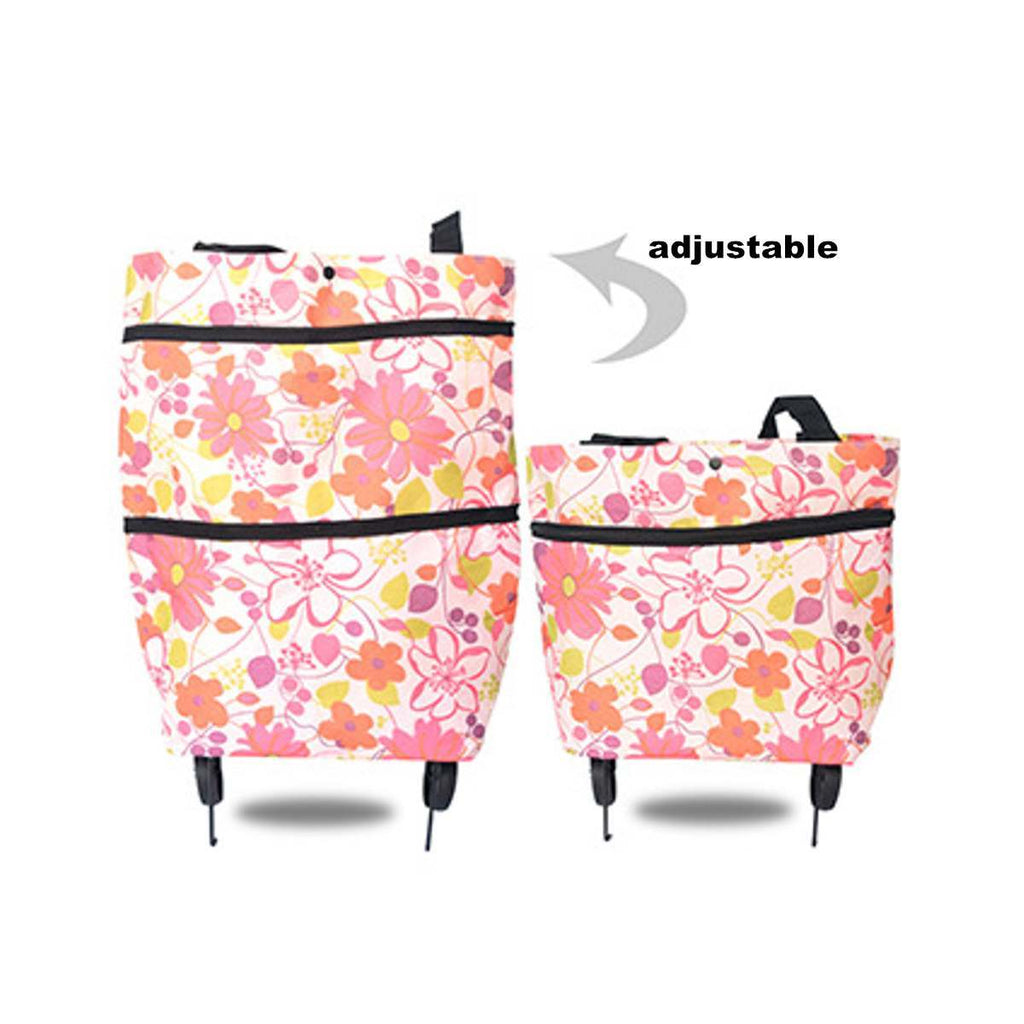 2 in 1 Foldable Shopping Cart with Wheels Premium Oxford Fabric Multifunction Shopping Bag Organizer High Capacity - 𝓢𝓱𝓸𝓹𝓵𝓮𝓬𝔂