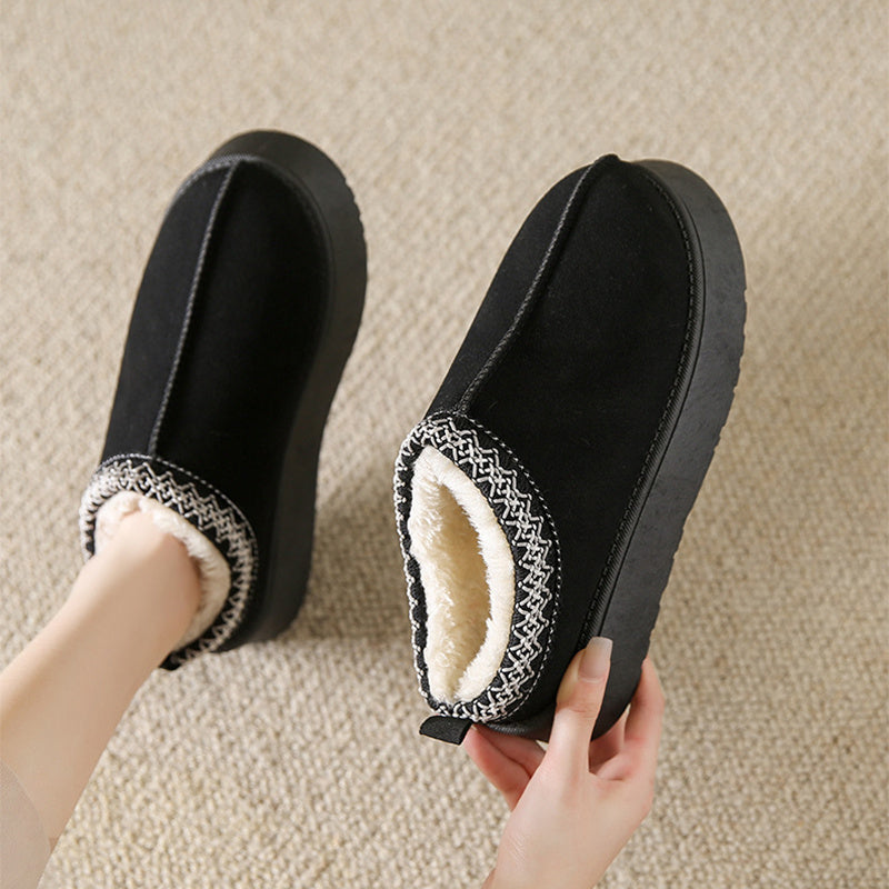 Baotou Plush Half Slippers Home Snow Boots Women's Fleece Warm Thick Bottom Cotton Shoes Ankle Flats - 𝓢𝓱𝓸𝓹𝓵𝓮𝓬𝔂