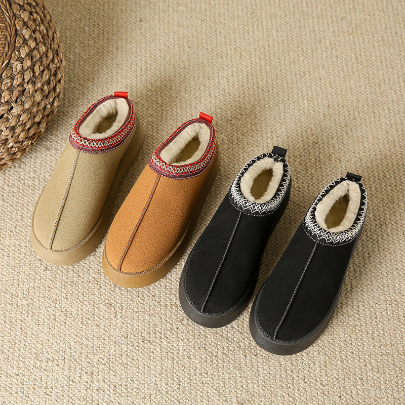 Baotou Plush Half Slippers Home Snow Boots Women's Fleece Warm Thick Bottom Cotton Shoes Ankle Flats - 𝓢𝓱𝓸𝓹𝓵𝓮𝓬𝔂