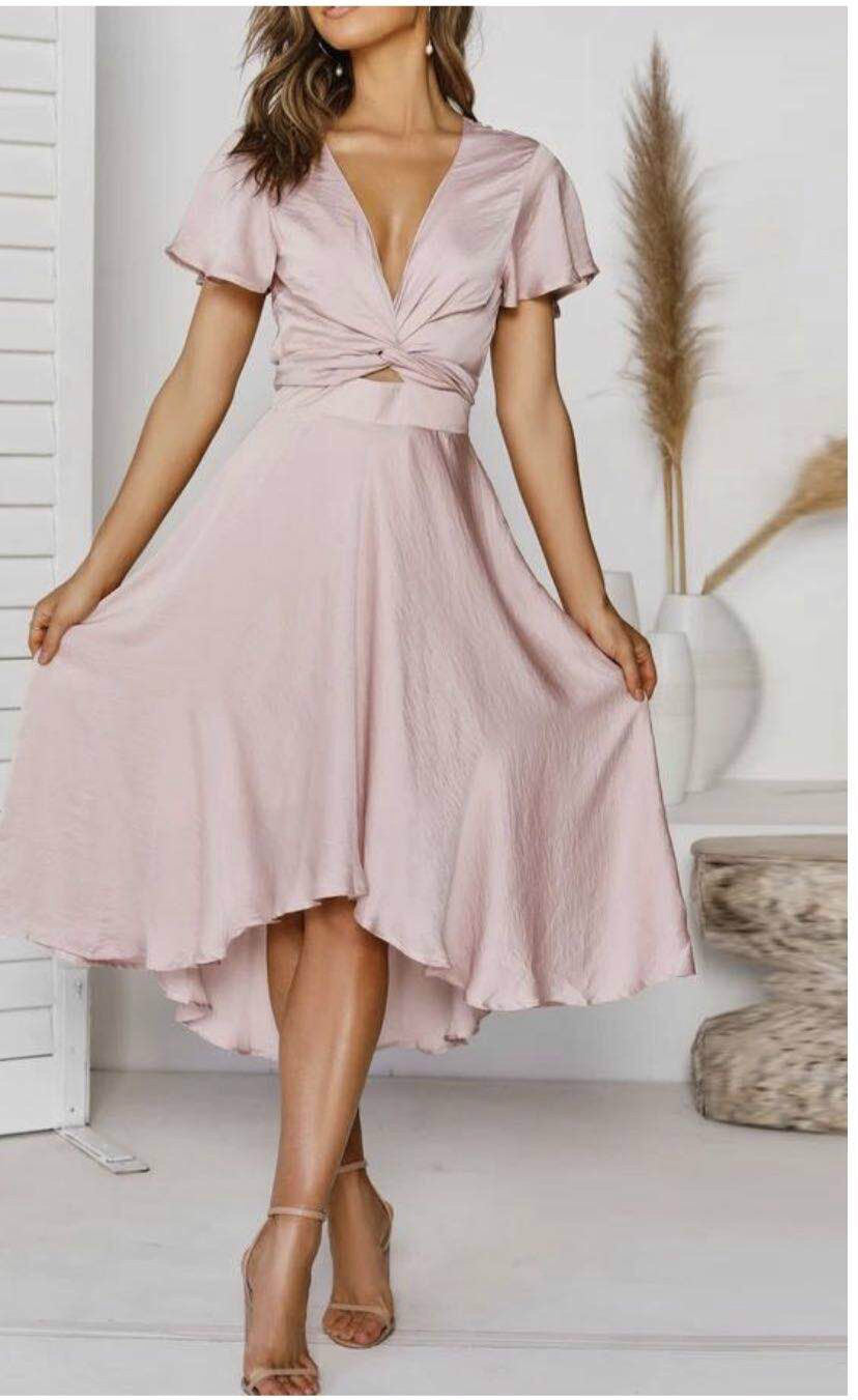 V-neck Temperament Irregular Lace-up Dress - 𝓢𝓱𝓸𝓹𝓵𝓮𝓬𝔂