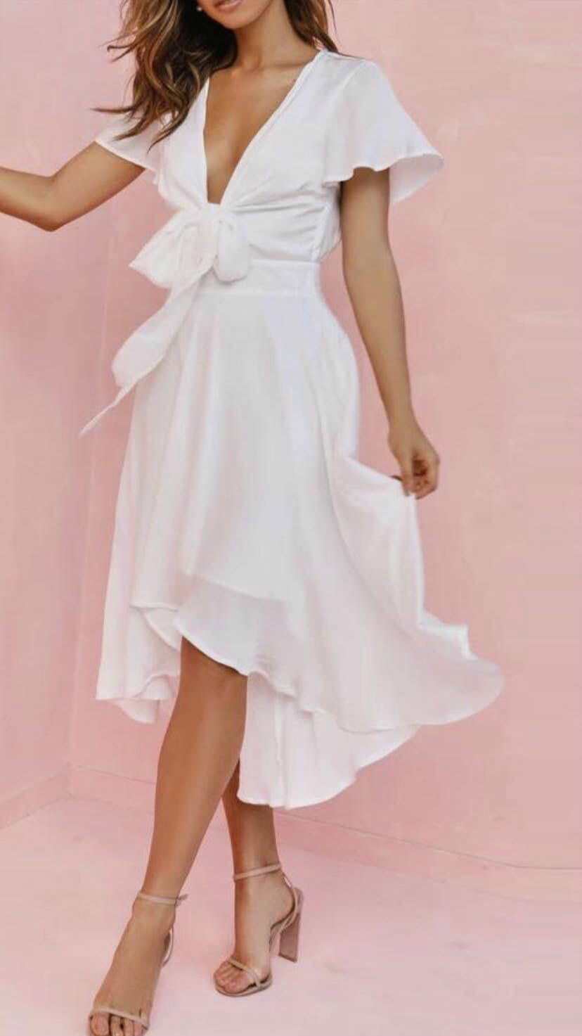 V-neck Temperament Irregular Lace-up Dress - 𝓢𝓱𝓸𝓹𝓵𝓮𝓬𝔂