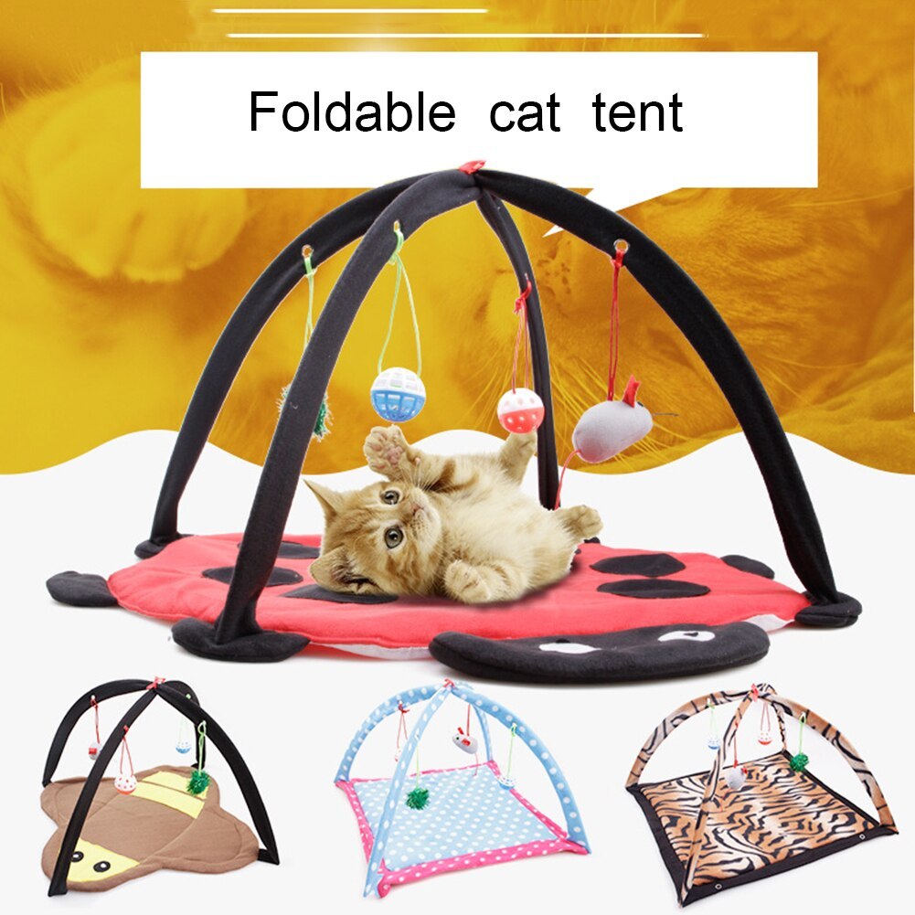 Cartoon Cat Play Tent Multifunctional Cat Hammocks Kitten Sleep Bed Foldable Cat Mat with Balls Cat Play House Toy - 𝓢𝓱𝓸𝓹𝓵𝓮𝓬𝔂