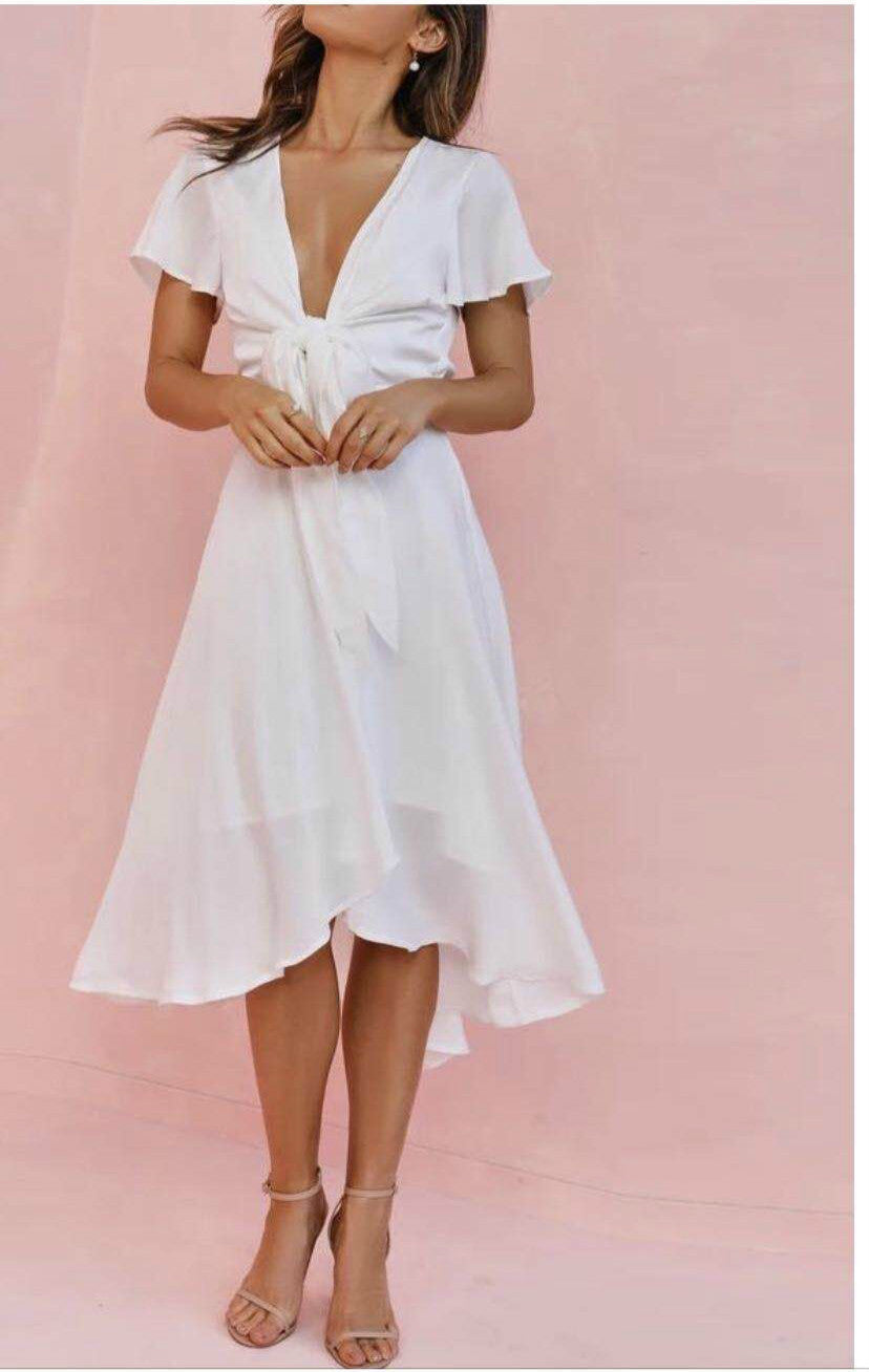 V-neck Temperament Irregular Lace-up Dress - 𝓢𝓱𝓸𝓹𝓵𝓮𝓬𝔂