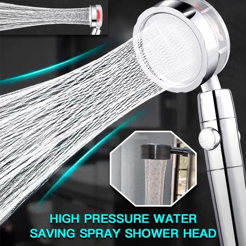 Propeller Driven Shower Head With Stop Button And Cotton Filter Turbocharged High Pressure Handheld Shower Nozzle 