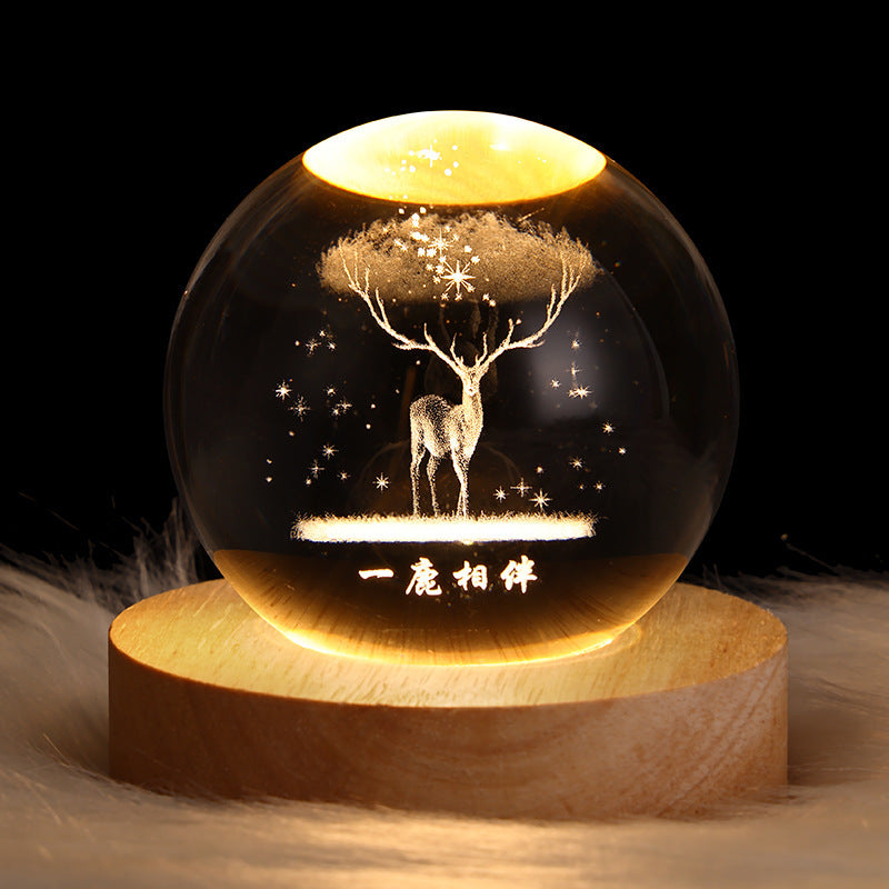 Luminous Starry Sky And Planets Moon Moon Crystal Ball Small Night Lamp Projection Ambience Light Creative Gift New Strange Gift - 𝓢𝓱𝓸𝓹𝓵𝓮𝓬𝔂
