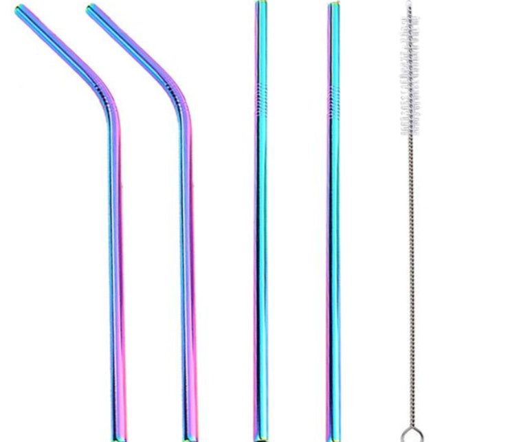 Colourful Reusable Stainless Steel Straws - 𝓢𝓱𝓸𝓹𝓵𝓮𝓬𝔂