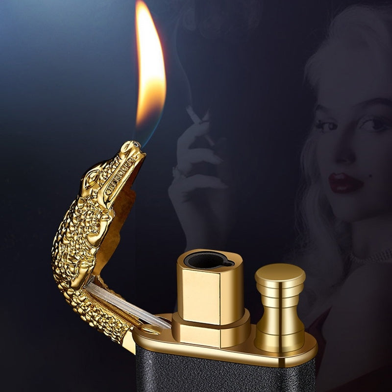 Creative Blue Flame Lighter Dolphin Dragon Tiger Double Fire Metal Winproof Lighter Inflatable Lighter - 𝓢𝓱𝓸𝓹𝓵𝓮𝓬𝔂