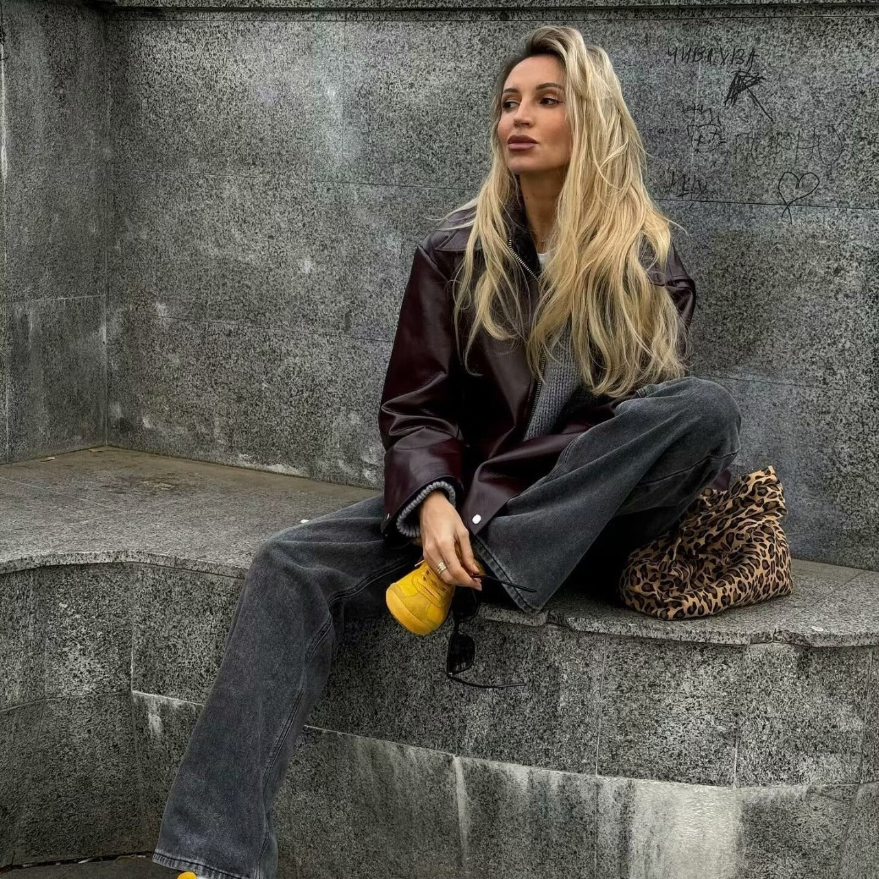 Solid Color Lapel Zipper Jacket Fashion Casual Long Sleeve Leather Coat Tops Women Clothing - 𝓢𝓱𝓸𝓹𝓵𝓮𝓬𝔂