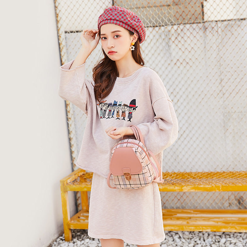 Ladies Check Lock Small Backpack One Shoulder Diagonal Handbag Coin Purse - 𝓢𝓱𝓸𝓹𝓵𝓮𝓬𝔂