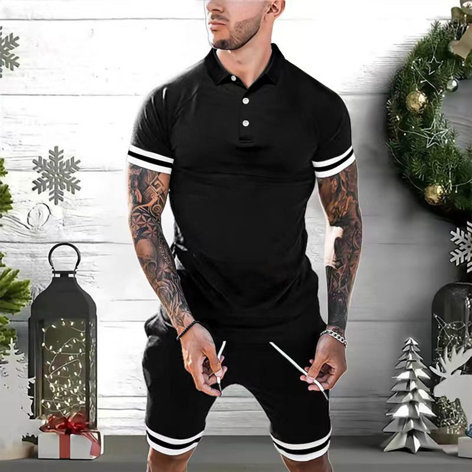 Mens Short Sets 2 Piece Outfits Polo Shirt Fashion Summer Tracksuits Casual Set Short Sleeve And Shorts Set For Men - 𝓢𝓱𝓸𝓹𝓵𝓮𝓬𝔂
