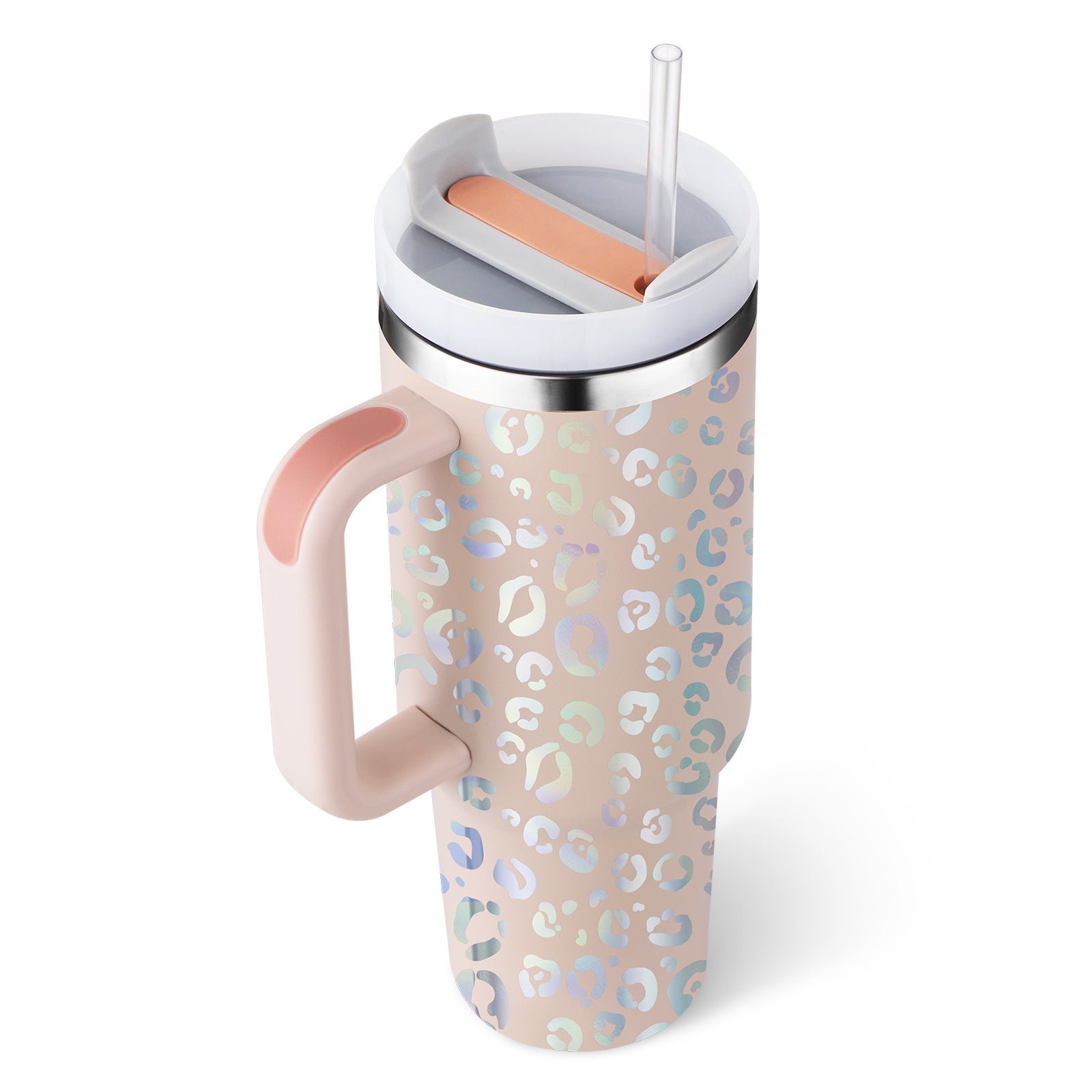 40 Oz Tumbler With Handle Straw Insulated, Stainless Steel Spill Proof Vacuum Coffee Cup Tumbler With Lid Tapered Mug Gifts For Valentine Lover Suitable For Car Gym Office Travel - 𝓢𝓱𝓸𝓹𝓵𝓮𝓬𝔂
