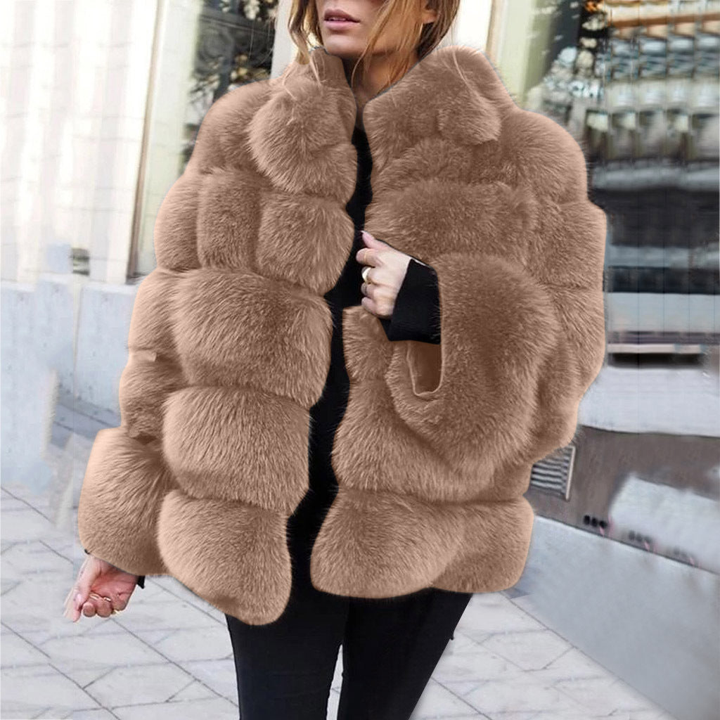 Faux fur stitching women's jacket - 𝓢𝓱𝓸𝓹𝓵𝓮𝓬𝔂