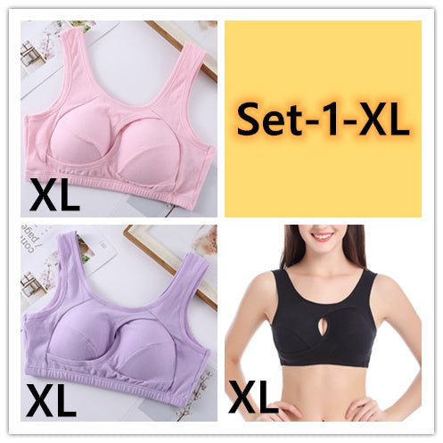 Plus Size Women Bra Ladies Cotton Quake-Proof Underwear Sleep Tops No Buckles Non Wire Lingerie With Removable Padded - 𝓢𝓱𝓸𝓹𝓵𝓮𝓬𝔂