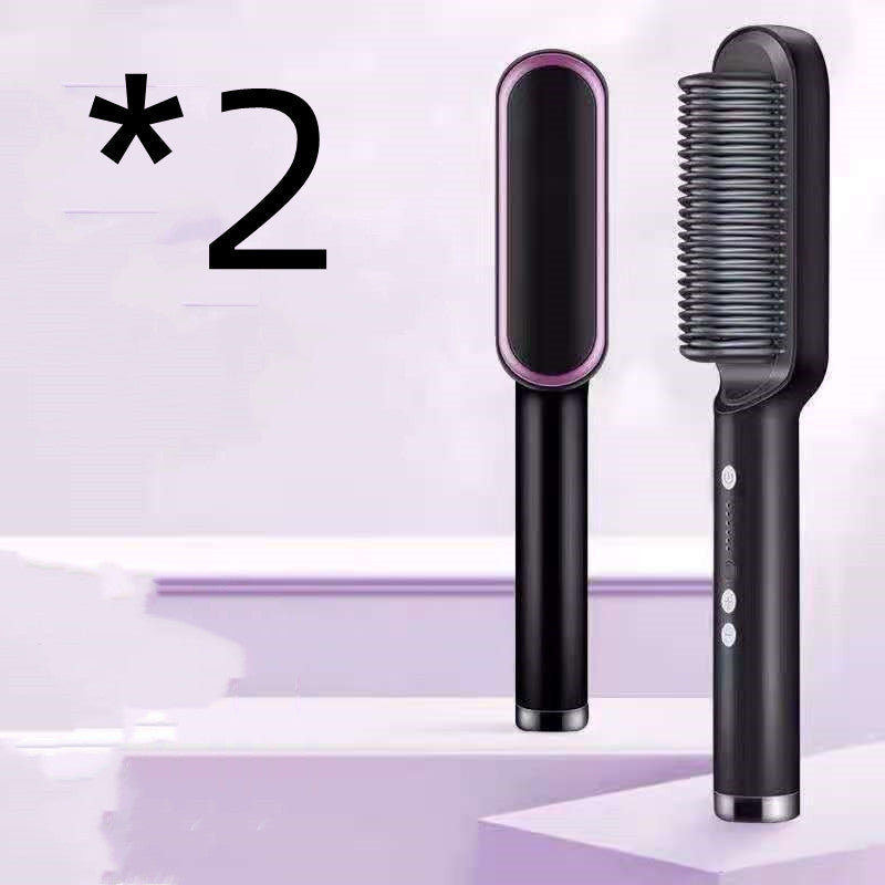New 2 In 1 Hair Straightener Hot Comb Negative Ion Curling Tong Dual-purpose Electric Hair Brush - 𝓢𝓱𝓸𝓹𝓵𝓮𝓬𝔂