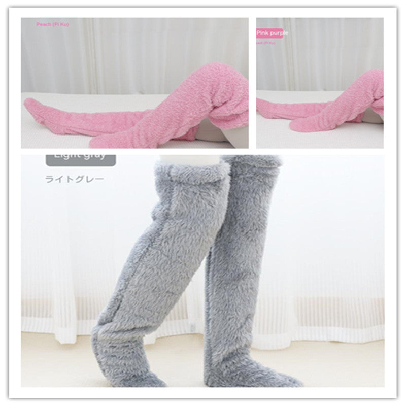 Over Knee High Fuzzy Long Socks Winter Warm Cold Leg Knee Joint Cold-proof Stockings Home Floor Sleeping Socks - 𝓢𝓱𝓸𝓹𝓵𝓮𝓬𝔂