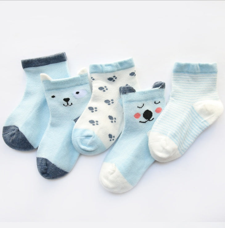 Children's Socks Pack of 5 Colors Breathable Summer Cotton Socks for Boys and Girls - 𝓢𝓱𝓸𝓹𝓵𝓮𝓬𝔂