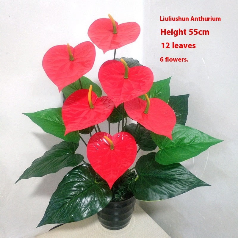 Artificial Green Plant 18 Head Anthurium Andraeanum Lind Flower Plastic Fake Flower Decorative Basin - 𝓢𝓱𝓸𝓹𝓵𝓮𝓬𝔂