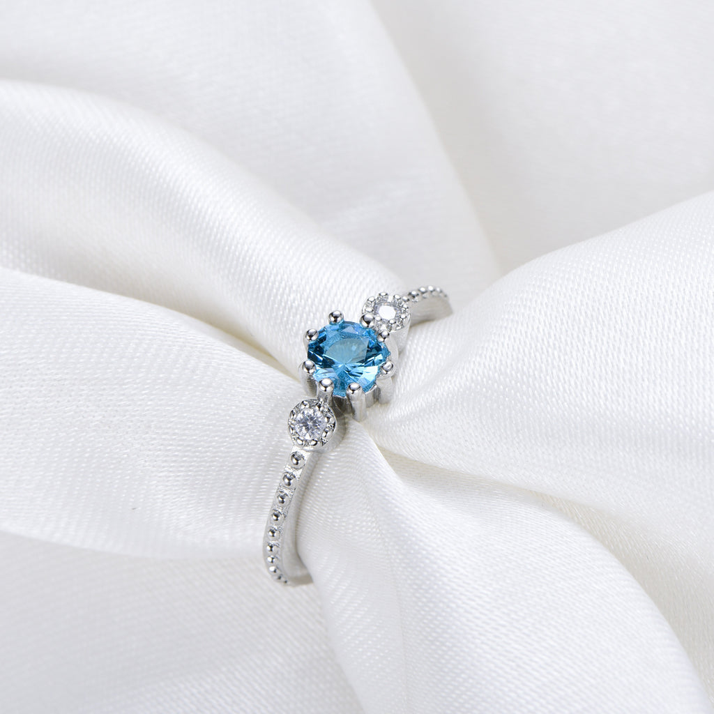ROMAD Ocean Blue Rhinestone Rings Women Size 105 Gold Silver Finger Rings for Wedding Engagement Simple Bohemian Rings - 𝓢𝓱𝓸𝓹𝓵𝓮𝓬𝔂