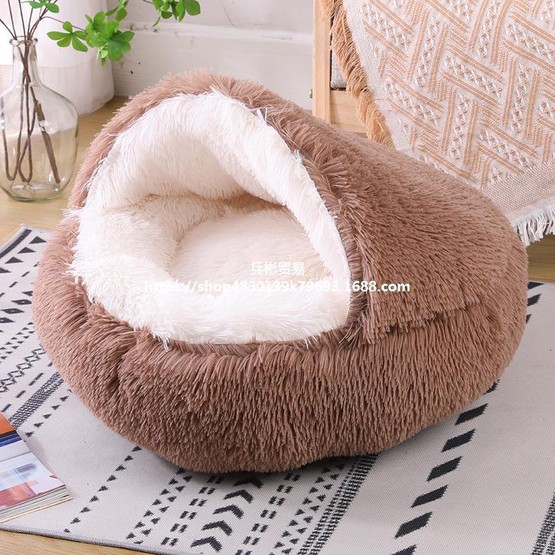 Deep Sleep Half-pack Semi-enclosed Dual-use Plush Round Pet Bed - 𝓢𝓱𝓸𝓹𝓵𝓮𝓬𝔂