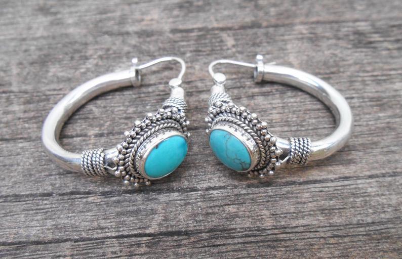 Bohemian Vintage Turquoise Earrings For European And American Ladies