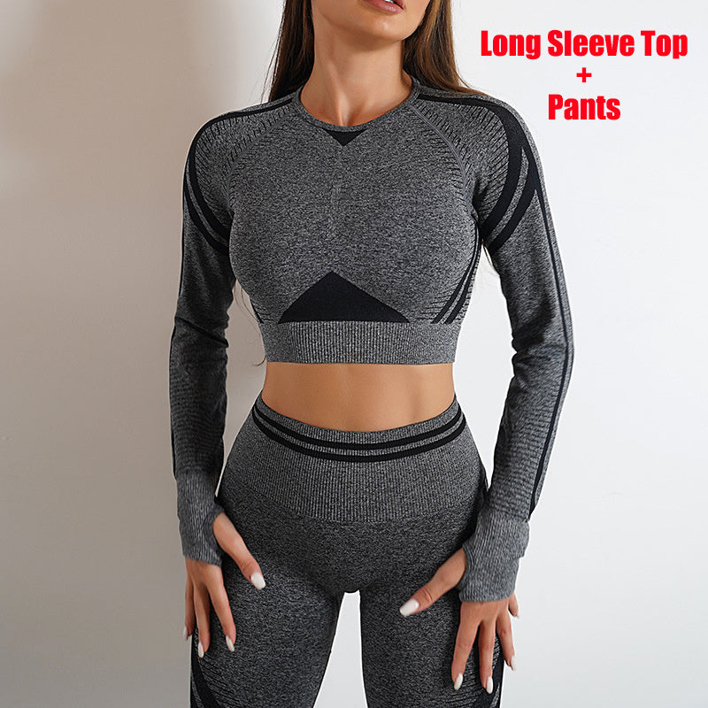 Seamless Yoga Pants Sports Gym Fitness Leggings Or Long Sleeve Tops Outfits Butt Lifting Slim Workout Sportswear Clothing - 𝓢𝓱𝓸𝓹𝓵𝓮𝓬𝔂