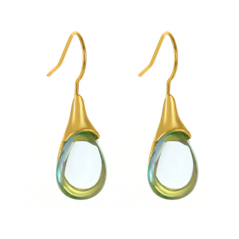 Drop-shaped Inlaid Cat's Eye Earrings Four-color Simple - 𝓢𝓱𝓸𝓹𝓵𝓮𝓬𝔂