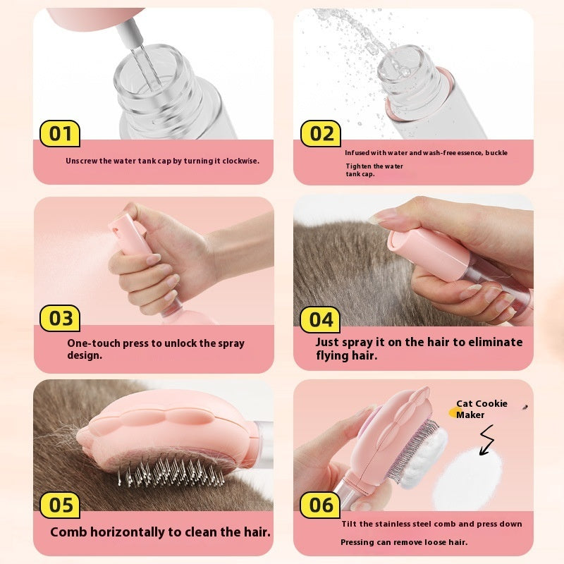 2 In 1 Self Cleaning Dog Brush Comb With Spray Pets Grooming Hair Remover Combs Brush Floating Hair Pet Grooming Brush Pet Products - 𝓢𝓱𝓸𝓹𝓵𝓮𝓬𝔂