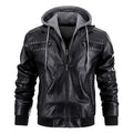 Hooded Jacket With Zipper Pockets Fashion Warm Pu Leather Coat Mens Clothing - 𝓢𝓱𝓸𝓹𝓵𝓮𝓬𝔂