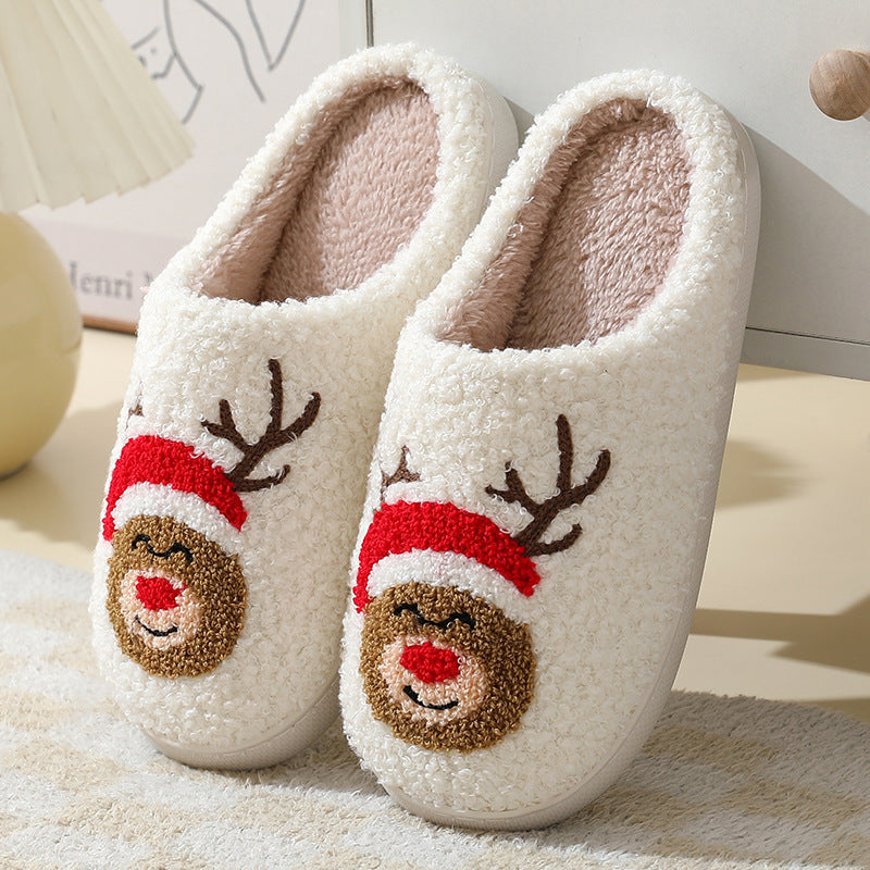 Christmas Home Slippers Cute Cartoon Santa Claus Cotton Slippers For Women And Men Couples Winter Warm Furry Shoes - 𝓢𝓱𝓸𝓹𝓵𝓮𝓬𝔂