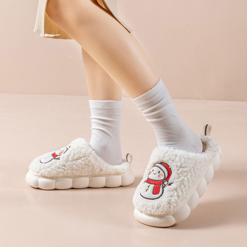 Cute Snowman Slippers Winter Indoor Household Warm Plush Thick-Soled Anti-slip Couple Home Slipper Soft Floor Bedroom House Shoes - 𝓢𝓱𝓸𝓹𝓵𝓮𝓬𝔂