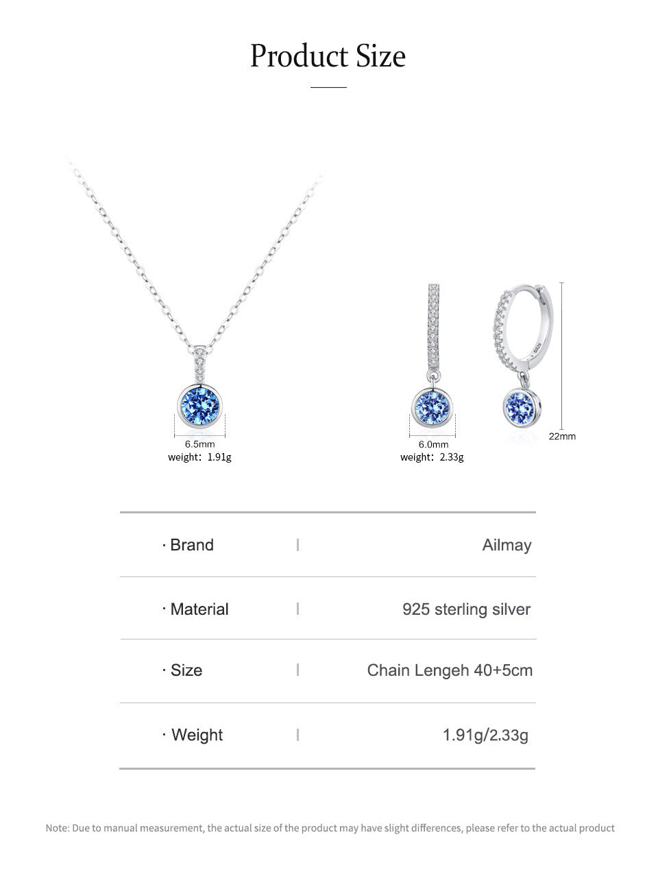 Women's Light Luxury Sea Blue Artificial Diamond Earrings Necklace - 𝓢𝓱𝓸𝓹𝓵𝓮𝓬𝔂