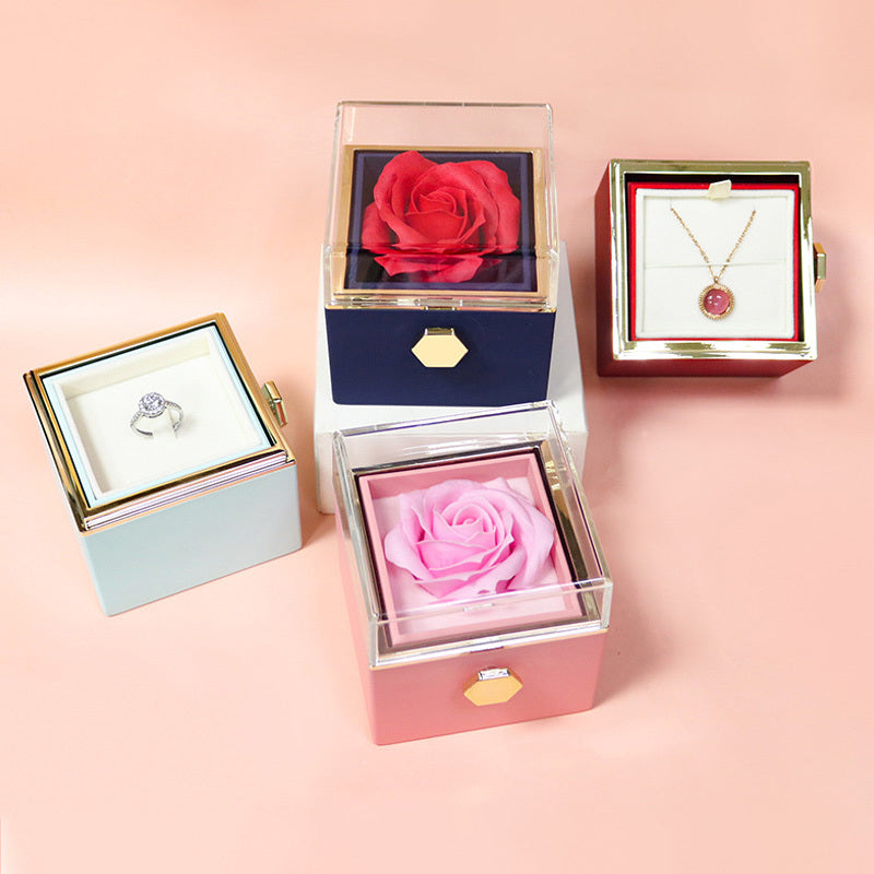 Rotating Soap Flower Rose Gift Box Creative Rotating Rose Jewelry Packaging Box Valentine's Day Gift For Women - 𝓢𝓱𝓸𝓹𝓵𝓮𝓬𝔂