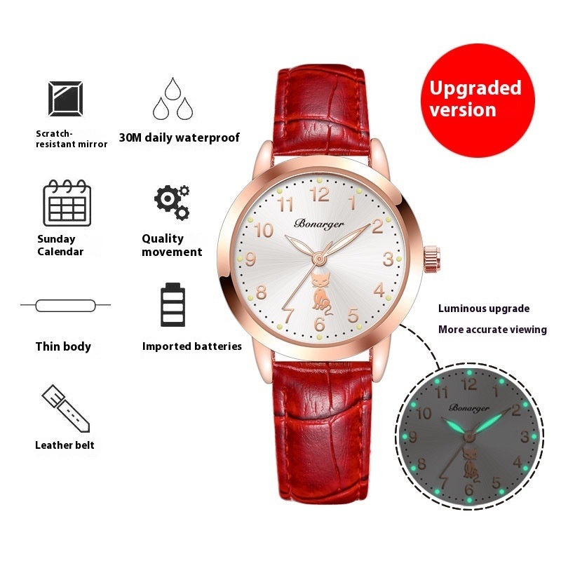 Women's Luminous Quartz Watch With Simple Waterproof Belt - 𝓢𝓱𝓸𝓹𝓵𝓮𝓬𝔂