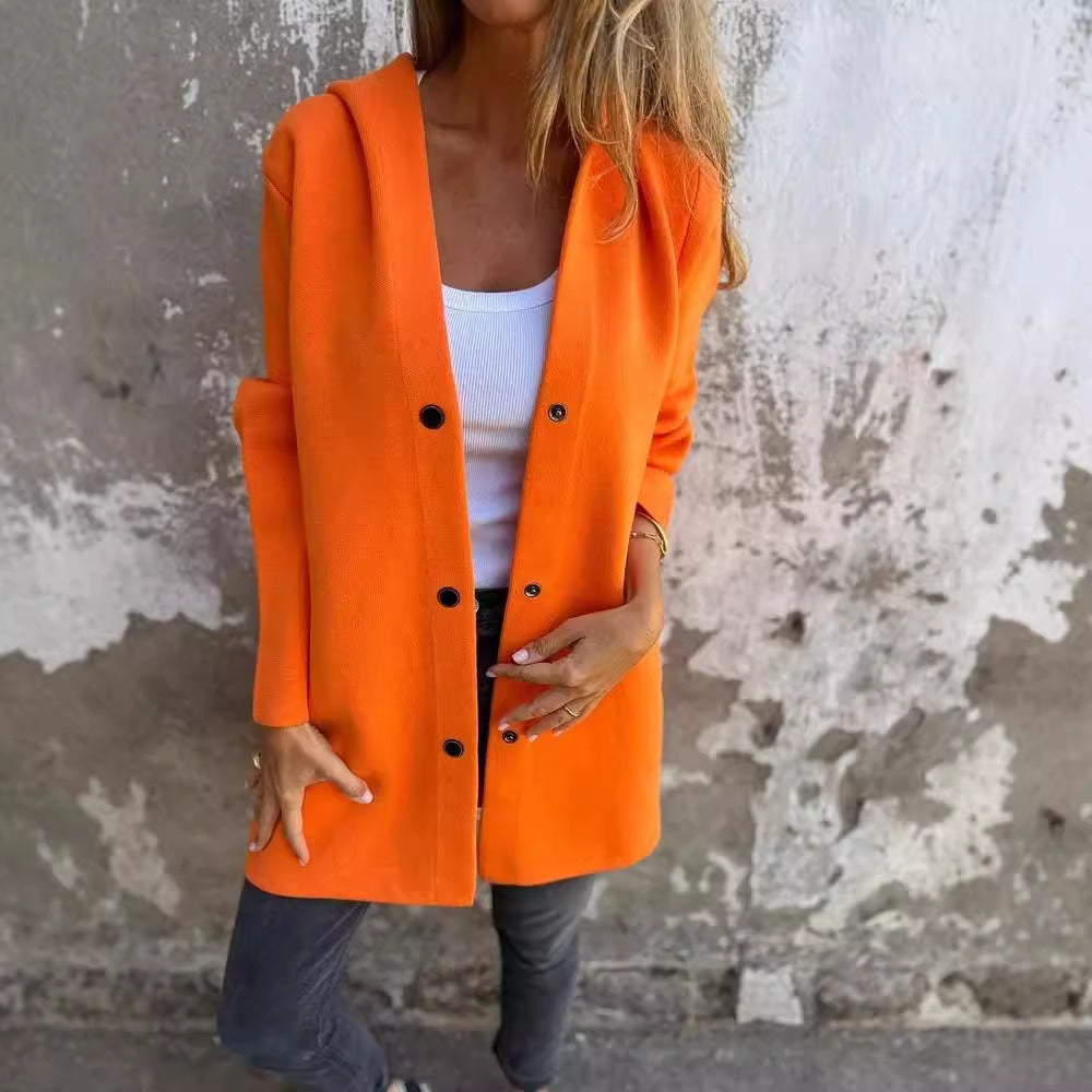 Casual Hooded Single-Breasted Cardigan Fashion Loose Solid Color Jacket Spring And Autumn Women's Clothing - 𝓢𝓱𝓸𝓹𝓵𝓮𝓬𝔂
