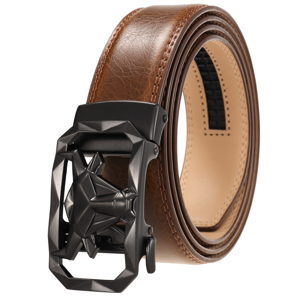 Fashion Men's Leather Belt Alloy Automatic Buckle - 𝓢𝓱𝓸𝓹𝓵𝓮𝓬𝔂