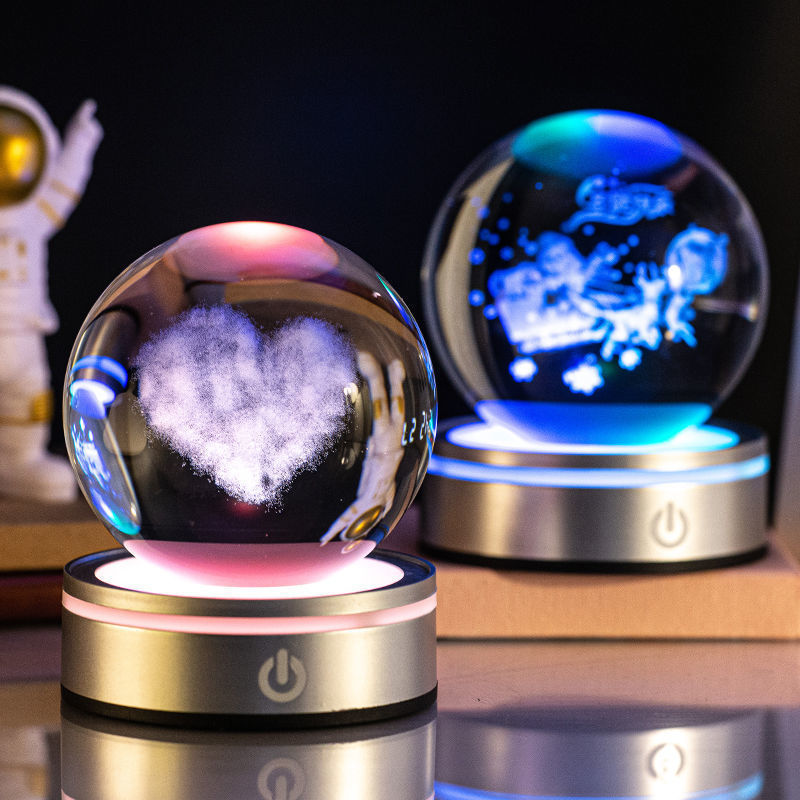 Creative 3D Inner Carving Luminous Crystal Ball Colorful Gradient Small Night Lamp Home Decorations Gifts Selection - 𝓢𝓱𝓸𝓹𝓵𝓮𝓬𝔂