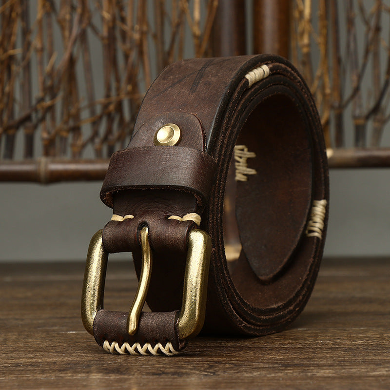 Handmade Retro First Layer Cow Leather Belt - 𝓢𝓱𝓸𝓹𝓵𝓮𝓬𝔂