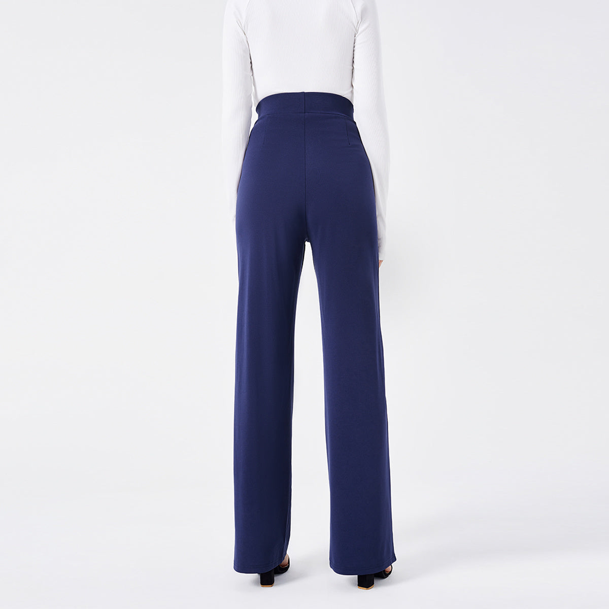 Solid Color Casual Pants Slim, High-waisted Bell Bottoms - 𝓢𝓱𝓸𝓹𝓵𝓮𝓬𝔂