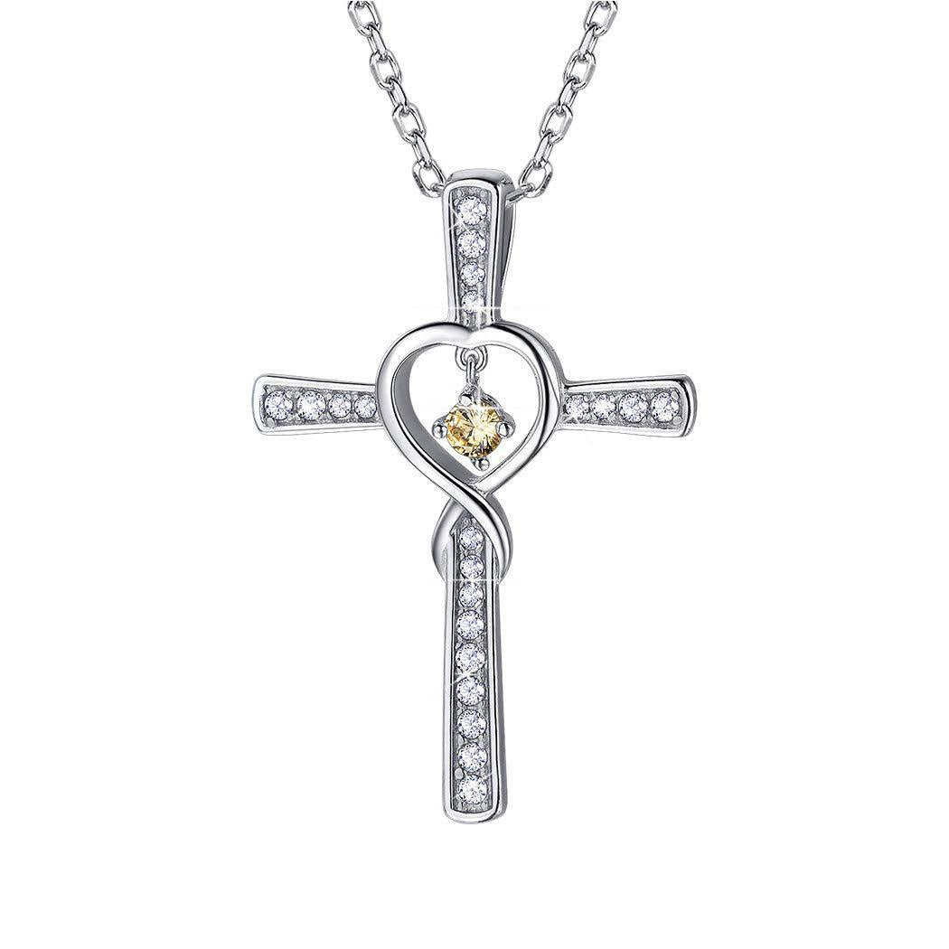 Infinity Love God We Trust Christian Cross Birthstone Crystal Pendant Necklace Colour Gems Zircon Heart Necklace Women Jewelry - 𝓢𝓱𝓸𝓹𝓵𝓮𝓬𝔂
