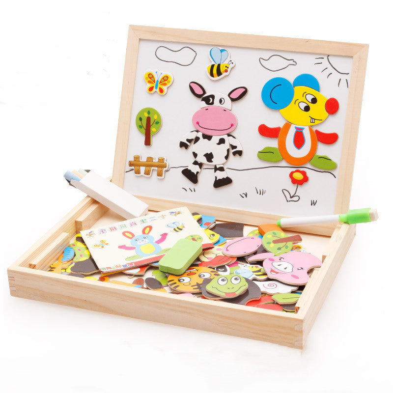 Farm Mania Animal Joypin Double-sided Drawing Board Three-dimensional Magnetic Puzzle