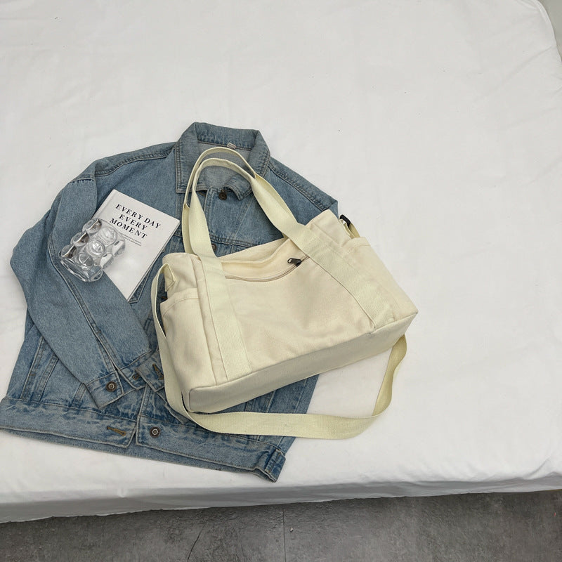 Large Capacity Shoulder Canvas Solid Color Bag For Women - 𝓢𝓱𝓸𝓹𝓵𝓮𝓬𝔂